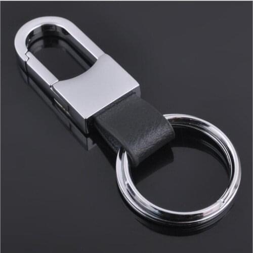 KC-31 Leather car KeyChains New Arrive key ring Gift Personality Business Simple silver plated pandant Key chain