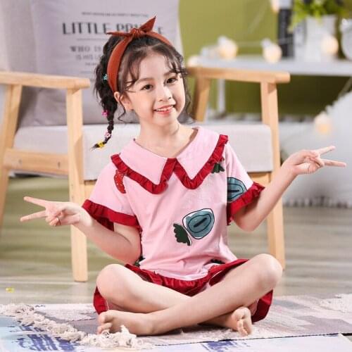 Summer Childrens Pajamas Baby Clothes Cotton Pyjamas Kids T-shirt+Shorts 2pcs Cartoon Nightwear For Girls Boys Sleepwear Set