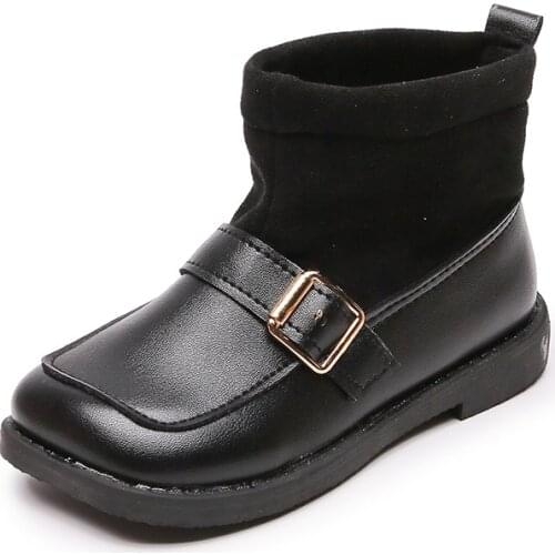 Girls Small Leather Boots Children Martin Boots New Winter Baby Boots Causal Shoes for Kids Short Warm Boots Size 27-37
