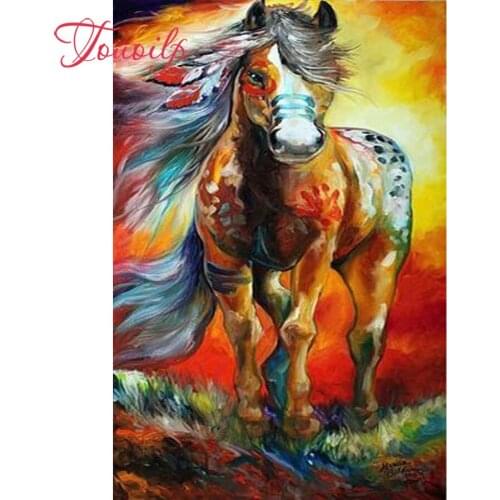 Touoilp 5D Dandelion 5d Color horse diamond embroidery square&round diamond sets decorative diy diamond painting mountain