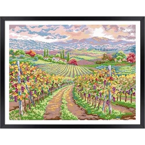 Grape Hills Stamped Cross Stitch Kit, 27.6" x 21.7"