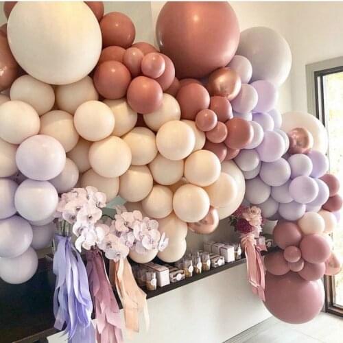 A Set Morandi Macaron Color Retro Skin Tone Pink Grey Blue Set Birthday Party Wedding Decoration Supplies Balloon Combination