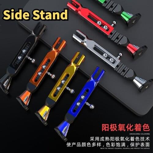 Motorcycle New Side Stand E-bike Modified Side Bracket Tripod Adjustable Aluminum Side Stand Outer Spring Adjustable 20.5-24.5cm