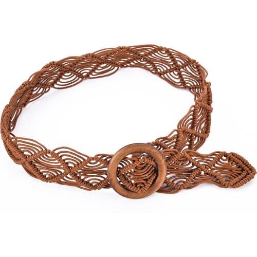 New national wind wood wax rope woven manual belt Bohemian style waist chain dress accessories belt