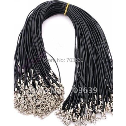 Wholesale 100pcs/Lot 2mm Black Genuine Leather Necklace Cords For Charm Necklace Free Shipping