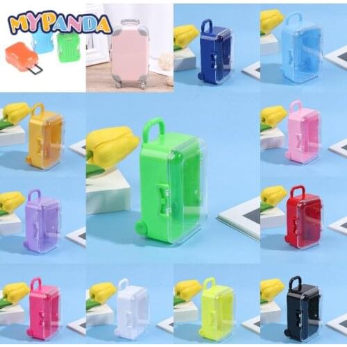 Mini Plastic Suitcase Luggage Doll Accessories Furniture Kids Toys Play House 3D Travel Train Suitcas For Baby Doll Gift
