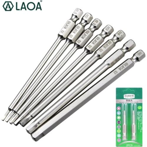LAOA S2 Alloy Steel Hex Electric Screwdriver Tips with Magnetic 2PCS Drill Screwdriver Head