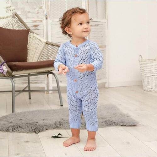 Knitted Baby Romper Newborn Baby Clothes Autumn Hollow Long Sleeve Infant Jumpsuit Cotton Toddler Clothes For Boys Girls Onesie