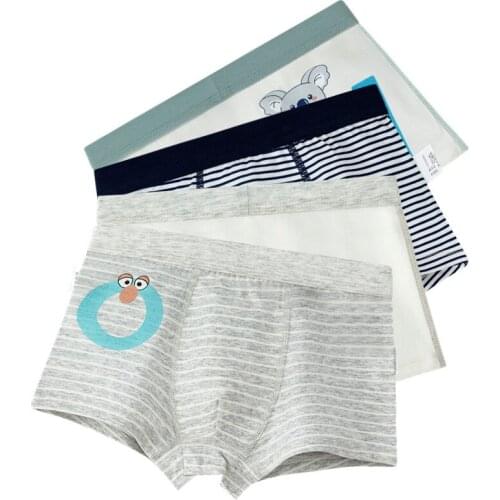 Boys Underwear Boxer for Kids Striped Gray Cotton Underpanties Bottoms Boys Clothes for 3 4 6 8 10 12 14 Years Old OBU203044