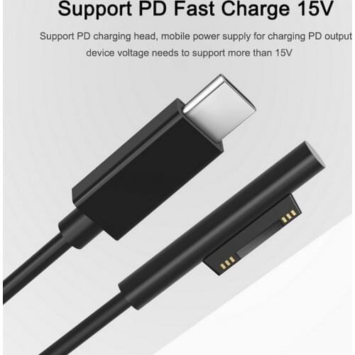 1.5m 0.2m USB Type C 15V PD Power Supply Charger Adapter Charging Line for Microsoft Surface Pro 7/6/5/4/3/GO/BOOK Laptop 1/2