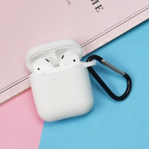 Protective Thicken Cover Soft Silicone Chargeable Headphone Case with Anti-Lost Carabiner for 1&2 Charging Case