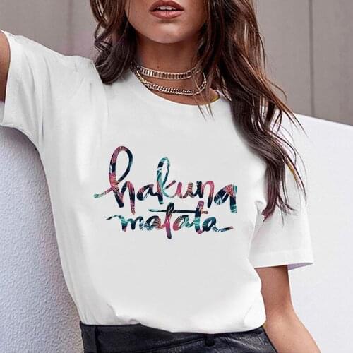 Hakuna Matata Woman T-shirt Disney Streetwear Fashion Womens T Shirt Summer Ropa Aesthetic Urbano White Tops The Lion King