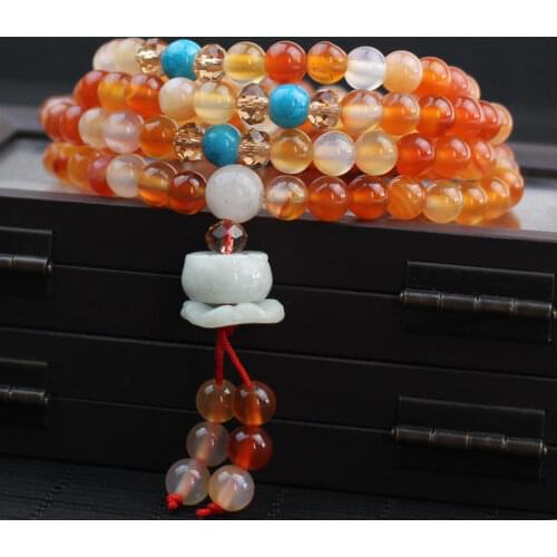 Natural Primary Color Agate Bracelet 108 Women