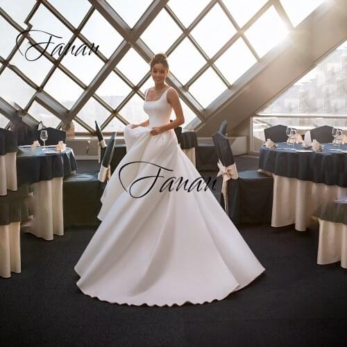 New Simple Square Collar Wedding Dress Backless Spaghetti Straps A-Line Sleeveless Bridal Gown robe de soirée de mariage