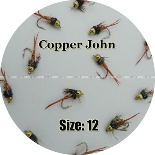 1 Dozen Beadhead Copper John - Size 12 - Nymph Flies, Trout, Fly Fishing