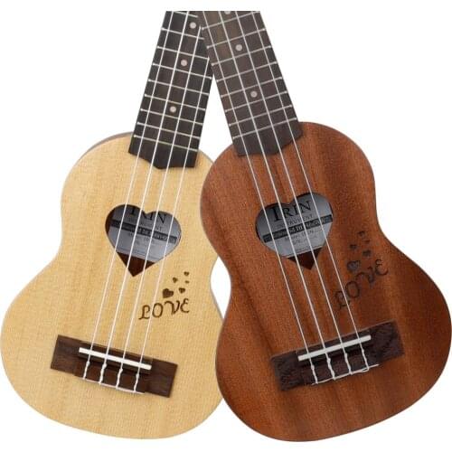 2pcs 17in Ukulele Love Shape Spruce Couple Paragraph Adult Children Gifts