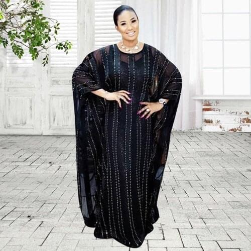 2 Pieces Set Abayas For Women Elegant Dubai Turkey Muslim Dress Caftan Marocain Shiny Stones African Dresses Islamic Clothing