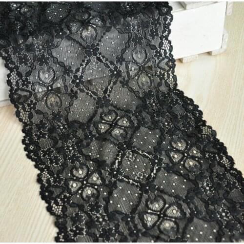 5 Meters High End Exquisite Sexy Wide Black Elastic Stretch Lace Trim Sewing/Garment/Apparel Hairband Accesorries 18cm Width