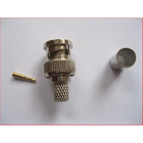 50 Set BNC Plug Crimp Coaxial Connector 3 Piece for RG6