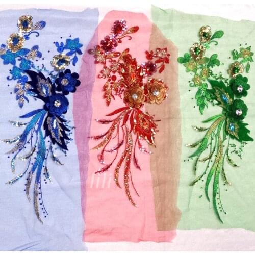 Free shipping sew on 6 colours patches lace applique 40*20cm for dress DIY accessories