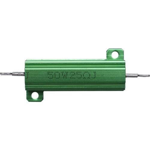 Aluminum Case 50W 25 Ohm Chassis Mounted Wirewound Resistor Green
