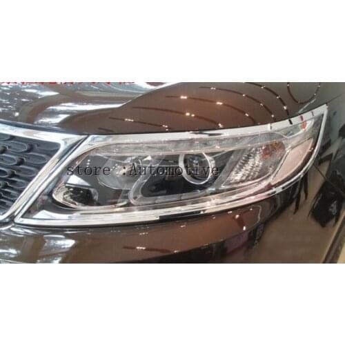 Car stickers(2/p)Front Headlight trim cover ABS plating car accessories for KIA Sorento20092010 2011 2012 2013 2014