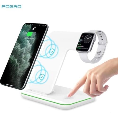 3 in 1 Qi Wireless Charger Dock Stand For Apple Watch 6 5 4 3 2 For iPhone 12 11 XS XR X 8 Airpods Pro 15W Fast Charging Station