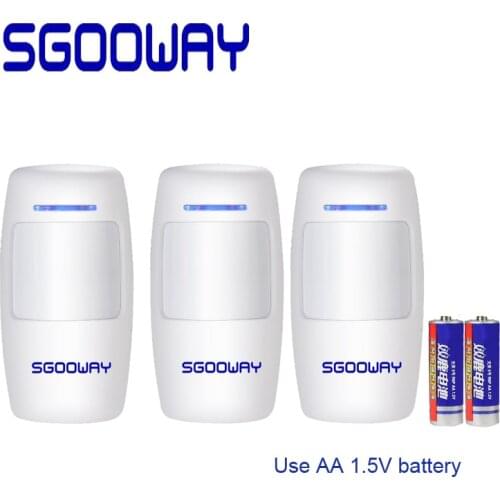 Sgooway Wireless Intelligent PIR Motion Sensor Alarm Detector For GSM PSTN WIFI alarm system Built-in antenna USE AA battery
