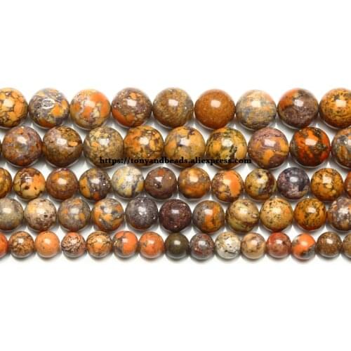 15" Strand Natural Stone New Orange Sediment Turquoises Round Beads 6 8 10MM For Jewelry DIY