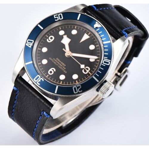 41mm Automatic Mens watch black sterile dial waterproof swim Watch Luminous sapphire glass Mechanical wristWatch