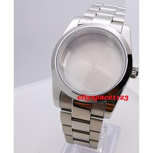 36mm Polished Sapphire Glass Stainless Steel Oyster Watch Case Strap Fit NH35,NH36 Automatic Movement Waterproof