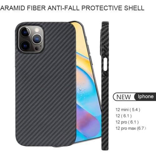 Real Pure Carbon Fiber Phone Case for Iphone 12mini 12 Promax Anti-Fall Hard Business Cover Aramid fiber case iphone12Case Shell
