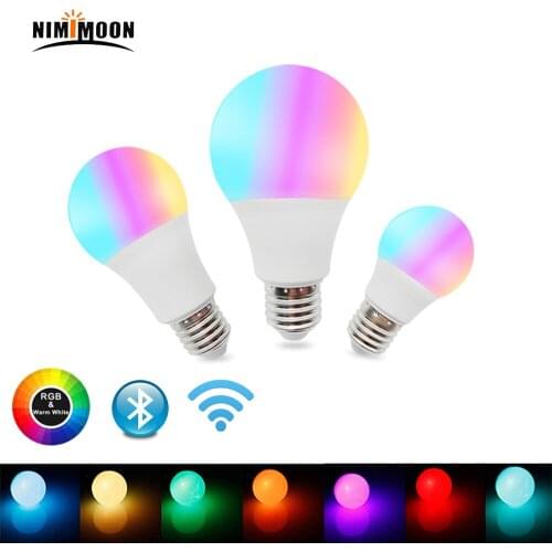 RGB LED Bulb IR Blueteeth Work TUYA WIFI LED Bulb 15W Controlled by APP Music E27 Light Smart Lamp