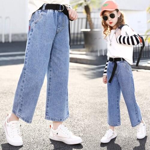 Kids Jeans Girl Wide leg pants Girls Jeans Elastic Waist Jeans For Girls Spring Autumn Casual Clothes Girls pants 5 7 9 11 13