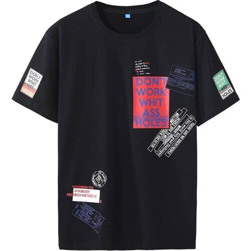 New Loose Mens T-shirts Fashion 2021 Summer Short Sleeves BLACK WHITE Tshirt Tees Plus Asian OVERSize L-6XL 7XL 8XL