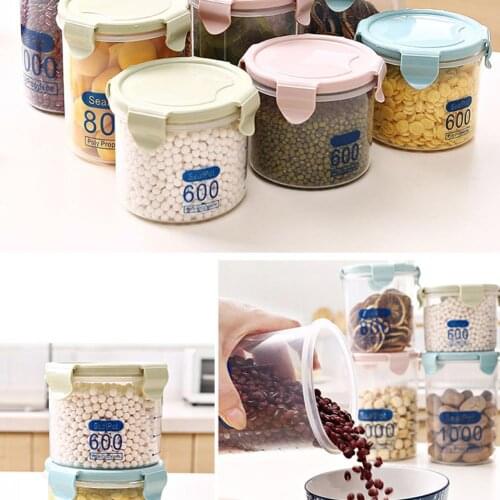 Leak-Proof Cereal 600/800/1000/1500ml Food Storage Box Containers Locking Bottles Kitchen Keep Fresh Clear Sealed Cans Canister