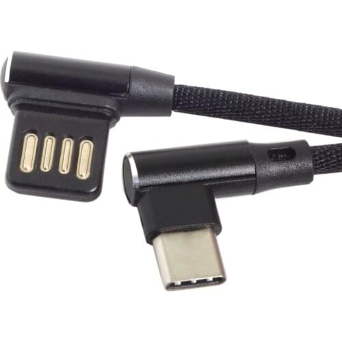 Type-C USB-C 3.1 to USB 2.0 Left Right Angled 90 Degree Data Cable With Nylon Sleeve Braid for Tablet & Phone 15cm