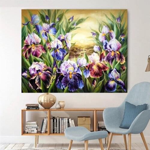 Sunrise Irises Painting Full DIY 5D Diamond Painting cross stitch kits garden flowers diamond mosaic embroidery art N2025