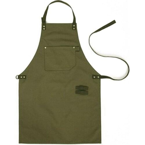 Korean Version of Simple Hanging Neck Canvas Apron Baking Barbecue Kitchen Restaurant Waiter Overalls