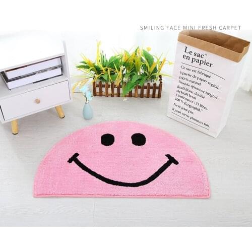 15MM Thick Carpet Mat TPR Anti-slip Door Mat 50*80cm Kitchen Pad Bathroom Bath Rugs Door Absorbent Smile Face Non-Slip Mat