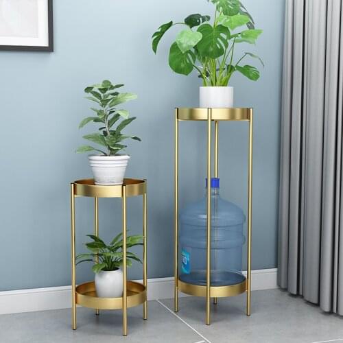 Nordic Metal Plant Stand 2-tire Gold Flower Metal Stand Office Home Iron Plant Stand White Metal Garden Decors Metal Shelves