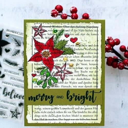 Layering Poinsettia Transparent Clear Silicone Stamp/Seal for DIY ScrapbookingPhoto Album Decorative Card Making Stamps 4x6inch