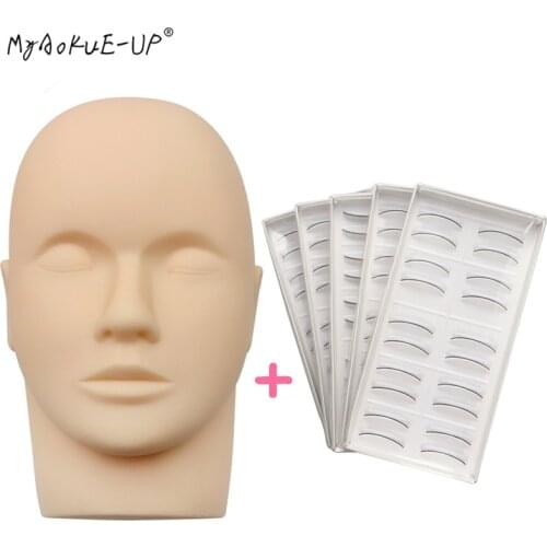 Eye Facial Make-up Practice Training Lashes for Eyelash Extensions Mannequin Head Flat with Practice Lashes