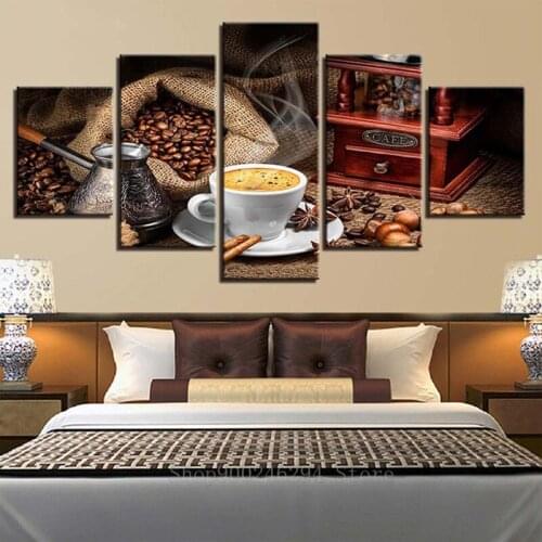DIY Diamond painting 5 Pieces set Coffee Artistic 5d cross stitch Diamond mosaic 3d embroidery square for Kitchen decor FF1055