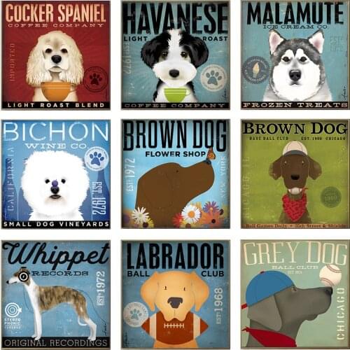 Wall Art Retro Brown Dog Poster Modern Minimalist Funny Animals Canvas Prints Wall Pictures for Living Room Home Decor Cuadros