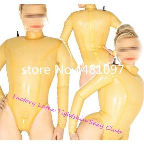 Handmade Nature Latex Catsuit Rubber Inflatable Unitard Zentai Catsuit Customized body suit with back zip for Woman