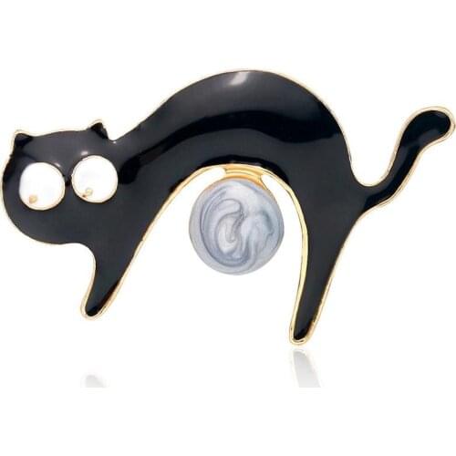 50pcs Cheap black gold enamel cat kitten animal brooch pins