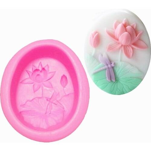 New lotus lotus pond lotus leaf dragonfly handmade soap mold DIY fondant cake mold baking decoration mold