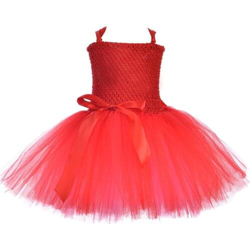 Solid Red, Blue, Green Tutu Dress Tulle Girl Birthday Party Dress Kids Fancy Halloween Carnival Cosplay Superhero Costume 1-14