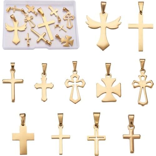 1 Box Cross 304 Stainless Steel Charms Pendants Components for Necklaces Earrings Bracelets DIY Jewelry Making Accessories